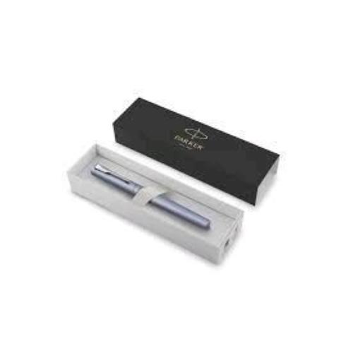 PARKER VECTOR XL PENNA ROLLER PUNTA F FUSTO ARGENTO BLU PUNTALE CROMATO INCHIOSTRO NERO CONFEZIONE REGALO