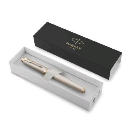 PARKER IM MONOCHROME PENNA ROLLER FUSTO PUNTA F FUSTO CHAMPAGNE INCHIOSTRO BLU CONFEZIONE REGALO