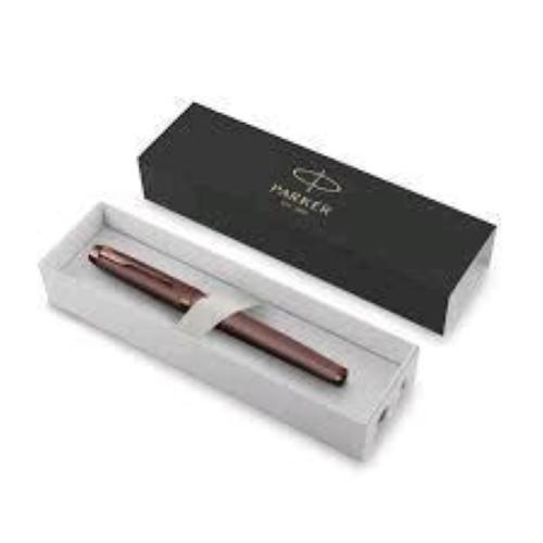 PARKER IM MONOCHROME BURGUNDRY PENNA ROLLER PUNTA F INCHIOSTRO BLU MARRONE CONFEZIONE REGALO