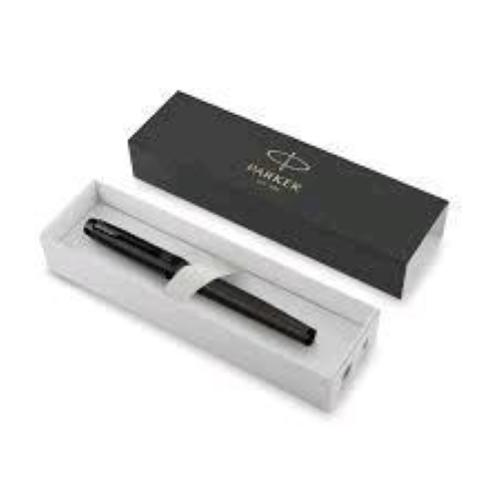 PARKER IM ACHROMATIC PENNA ROLLER PUNTA F CORPO IN METALLO LUCIDO LACCATO NERO INCHIOSTRO NERO CONFEZIONE REGALO