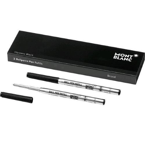 MONT BLANC REFILL PER PENNA A SFERA MYSTERY BLACK PUNTA CONICA 1 mm INCHIOSTRO NERO CONF 2 Pz.