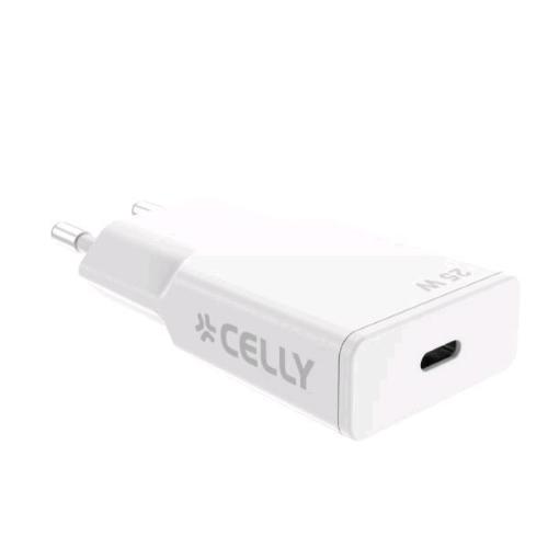 CELLY SLIMTC CARICABATTERIE DA RETE GaN ULTRASLIM 25 W USB-C BIANCO