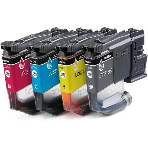 BROTHER LC521VAL MULTIPACK 4 CARTUCCE (NERO, CIANO, MAGENTA GIALLO) DA 500 PAGINE x MFC-DCPJ1260W MFC-DCPJ1310SW MFC-DCPJ1360DW