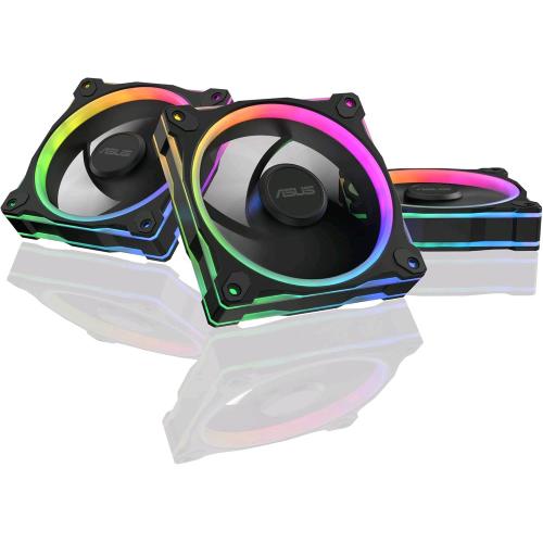 ASUS PRIME MR120 ARGB KIT 3 VENTOLE PER CASE DA 120mm SPESSORE TELAIO 2,8cm 20 LED ARGB COMPATIBILI CON AURA SYNC PER ILLUMINAZIONE DA ENTRAMBI I LATI, MASSIMO 21db DI RUMORE NERO