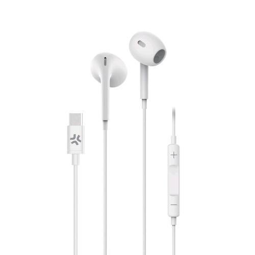CELLY STEREO WIRED EARPHONES CUFFIE AURICOLARI USB-C CON MICROFONO A FILO CONTROLLO CHIAMATE E VOLUME/MUSICA BIANCO