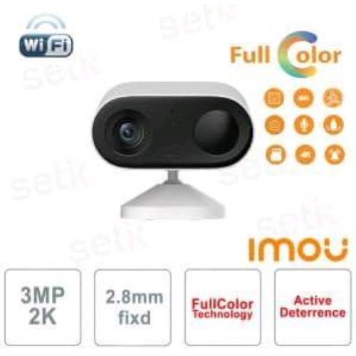 IMOU CELL GO FULL COLOR 2K TELECAMERA DI SICUREZZA DA ESTERNO A BATTERIA 3MPx WI-FI DETERRENZA ATTIVA ZOOM DIGITALE 8x IP65 BIANCO