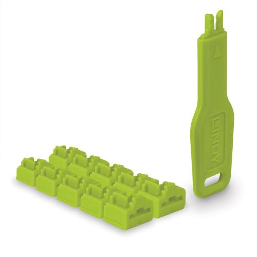 Port Blocker RJ-45, 10 pezzi + chiave, Verde