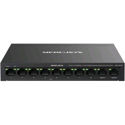 MERCUSYS MS110CMP SWITCH 10 PORTE - 8 PORTE PoE+ 10/100 Mbps (PoE 115W) + 2 PORTE GIGABIT DESKTOP NERO