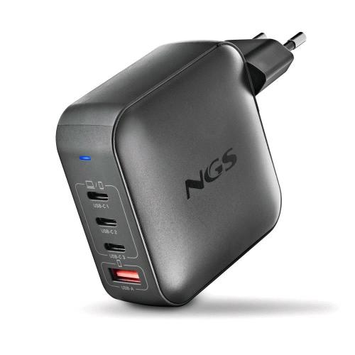 NGS BUD CARICABATTERIE DA RETE 165 W 3 x USB-C 1 x USB-A PER SMARTPHONE NOTEBOOK TABLET NERO