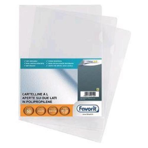 FAVORIT PRATIC 78 BUSTE A L IN PP CM 22X30 A4 BUCCIA D'ARANCIO TRASPARENTE CONF 50 Pz.