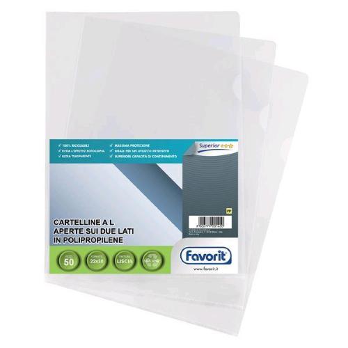 FAVORIT PRATIC78 BUSTE A L IN PP CM 22X30 A4 LISCIA TRASPARENTE CONF 50 Pz.