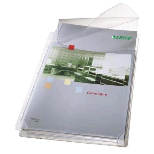 LEITZ BUSTE CON FORATURA UNIVERSALE A SOFFIETTO IN PP CM 22X30 A4 TRASPARENTE CONF 5 Pz.