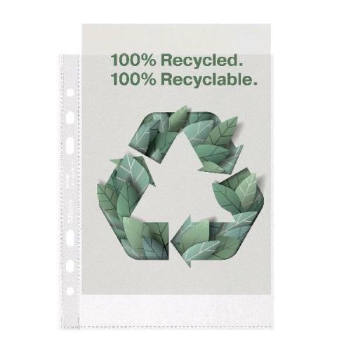 ESSELTE BUSTE CON FORATURA UNIVERSALE IN PP RICICLATO 22X30 CM A4 TRASPARENTE CONF 100 Pz.