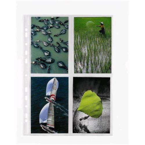 FAVORIT ARCHIVIO BUSTE CON FORATURA UNIVERSALE IN PP CM 22.5X31.5 PORTA FOTO 4 TASCHE TRAPARENTE CONF 10 Pz.