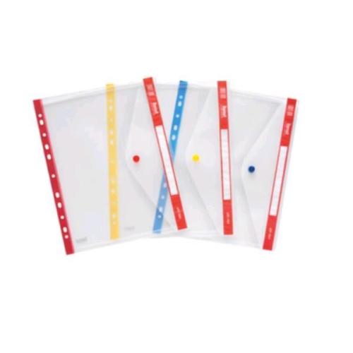 PLASTIDEA BUSTA CON BOTTONE IN PP FORATURA UNIVERSALE 300X245 mm GIALLO CONF 5 PZ.