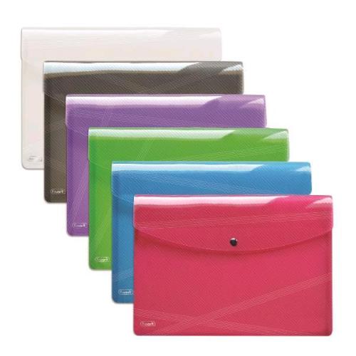 FAVORIT HAWAI BUSTA CON BOTTONE IN PP A4 235X335 mm TRASPARENTE CONF 5 Pz.