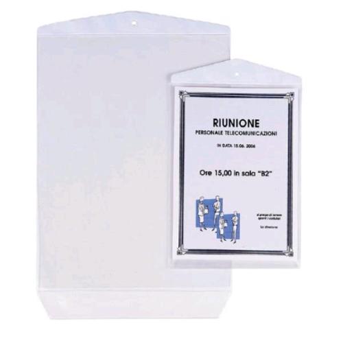 SEI ROTA APPENDICARTELLO BUSTE PORTA AVVISI IN PVC LISCIO CM 15X21 A5 TRASPARENTE CONF 10 Pz.