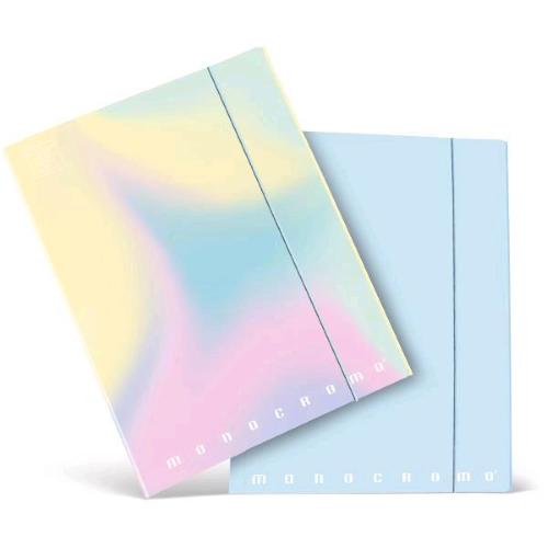 PIGNA MONOCROMO PASTEL CARTELLE 3 LEMBI C/ELASTICO IN CARTONE 355X260MM A4 DORSO 1.2CM COL. ASSORTITI CONF 6 Pz.
