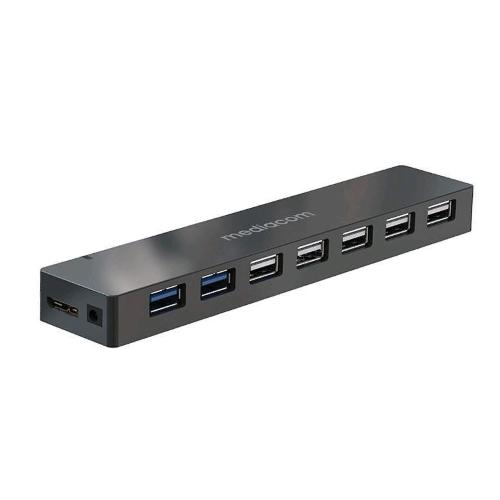 MEDIACOM MD-U106 HUB 7 PORTE 5 x USB-A 2.0 -2 x USB 3.0 ALIMENTATO