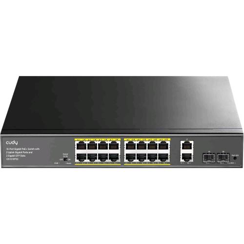 CUDY GS1018PS2 SWITCH NON GESTITO 18 PORTE - 16 PORTE GIGABIT PoE+ 2 PORTE SFP 2 PORTE UPLINK (PoE+ 200 W) DESKTOP