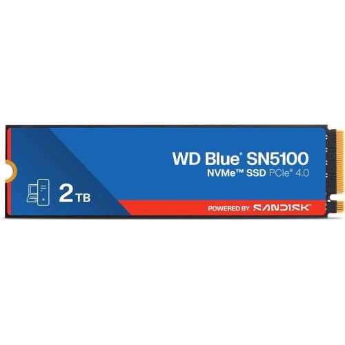 WESTERN DIGITAL BLUE SN5100 SSD 2TB M.2 2280 NVMe INTERNO PCI Express 4.0 QLC 3D NAND LETTURA 7.100 MB/s SCRITTURA 6700 MB/s