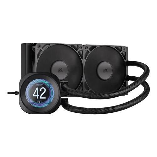 CORSAIR NAUTILUS 240 RS LCD LIQUID COOLER DISSIPATORE A LIQUIDO PER CPU DISPLAY DA 2.1" DUAL FAN 240mm LGA 1851/1700, AMD AM5/AM4 NERO
