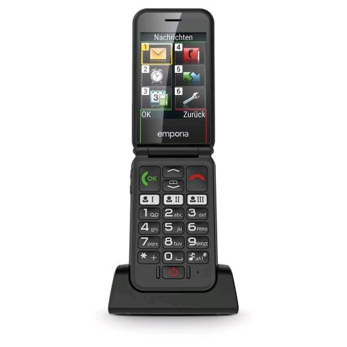 EMPORIA SIMPLICITYGLAM 2G 2.8" SENIOR PHONE CLAMSHELL TASTI SELEZIONE RAPIDA MENU' AD ICONE GRANDI BLACK