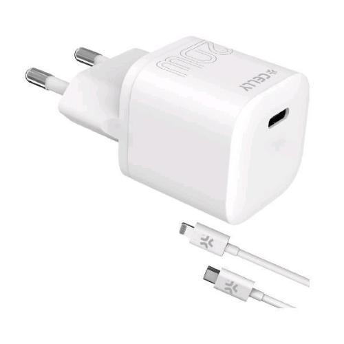 CELLY PROCOM2 TC CARICABATTERIE DA RETE USB-C 20 W + CAVO LIGHTNING 1 MT INCLUSO BIANCO