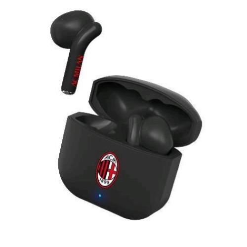 TECHMADE TM-XM201-MIL AURICOLARI BLUETOOTH AC MILAN CONTROLLO CHIAMATE E VOLUME/MUSICA TOUCH CON CUSTODIA DI RICARICA WIRELESS ROSSO NERO
