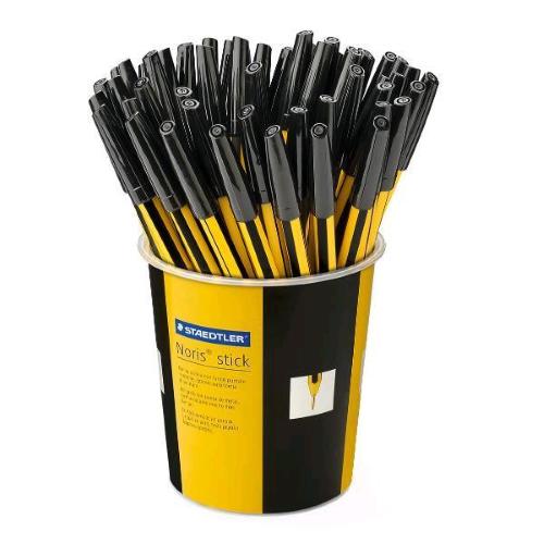 STAEDTLER NORIS STICK PENNA A SFERA TRATTO M FUSTO ESAGONALE INCHIOSTRO NERO CON BARATTOLO CONF 50 Pz.