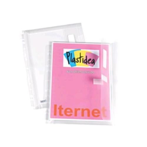 PLASTIDEA BUSTA A SOFFIETTO 3 CM IN PP CON VELCRO 220X315 mm FORATURA UNIVERSALE TRASPARENTE CONF 10 Pz.