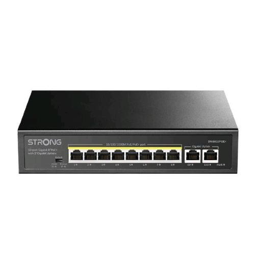 STRONG SW8010POEP SWITCH NON GESTITO 10 PORTE 8 PORTE GIGABIT PoE + MAX 100 W + 2 PORTE UPLINK IN METALLO DESKTOP