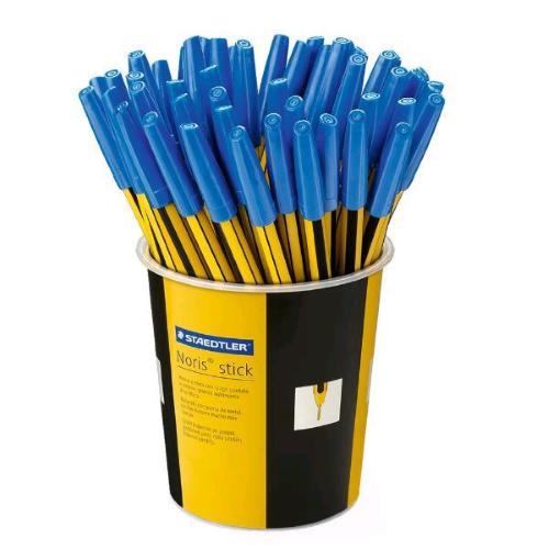 STAEDTLER NORIS STICK PENNA A SFERA TRATTO M FUSTO ESAGONALE INCHIOSTRO BLU CON BARATTOLO CONF 50 Pz.