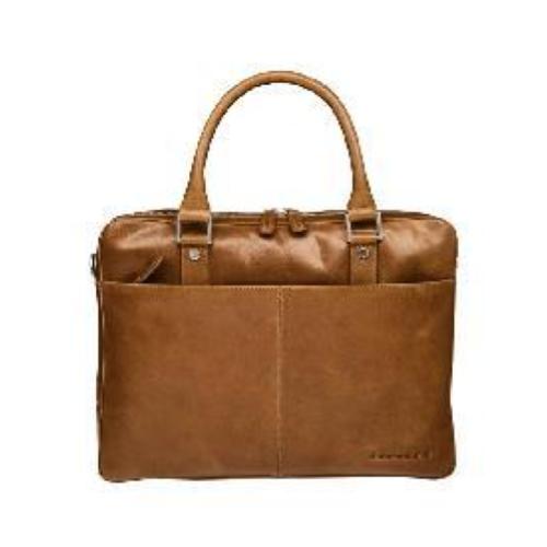 DBRAMANTE1928 ROSENBORG BORSA PER NOTEBOOK DA 14" IN PELLE A GRANA PIENA TASCHE INTERNE E TASCA POSTERIORE CON TRACOLLA CUOIO