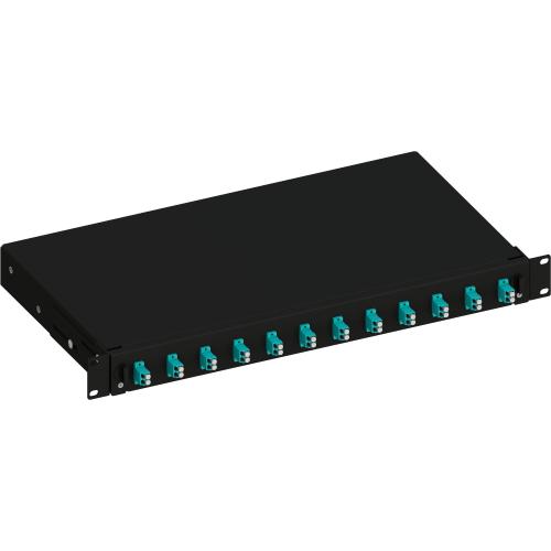 Cassetto Ottico 19'' Scorrevole con 12 Bussole LC Duplex Multimodale OM3 Nero