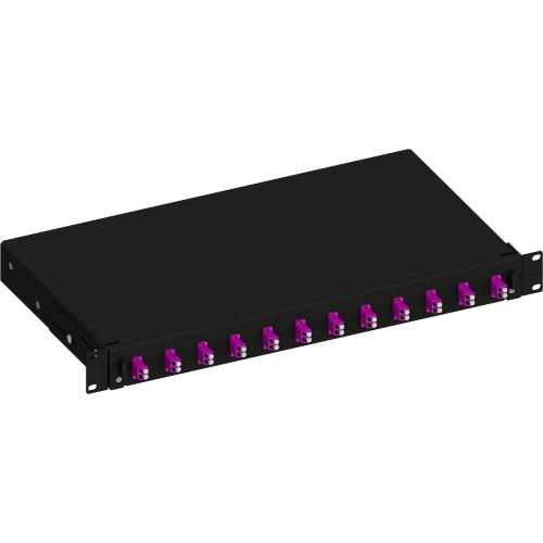 Cassetto Ottico 19'' Scorrevole con 12 Bussole LC Duplex Multimodale OM4 Nero