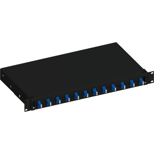 Cassetto Ottico 19'' con 12 Bussole LC Duplex Monomodale OS2 Nero