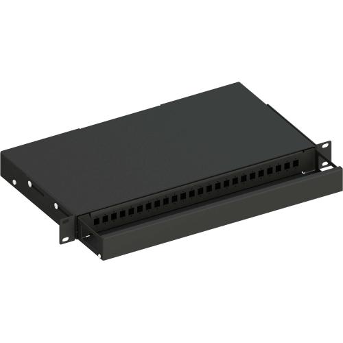 Cassetto Ottico 19'' Scorrevole Piastra Frontale per 24 SC Simplex/24 E2000/24 LC Duplex, Nero