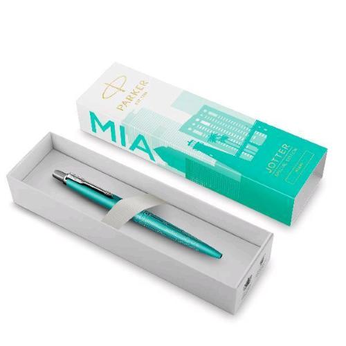PARKER JOTTER SPECIAL EDITION MIAMI PENNA A SFERA A SCATTO PUNTA CONICA TRATTO 1 mm INCHIOSTRO BLU CONFEZIONE REGALO