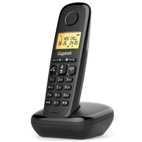 GIGASET START 100 TELEFONO CORDLESS DECT 1.5" VIVAVOCE FUNZIONE SVEGLIA BLOCCO CHIAMATE NERO