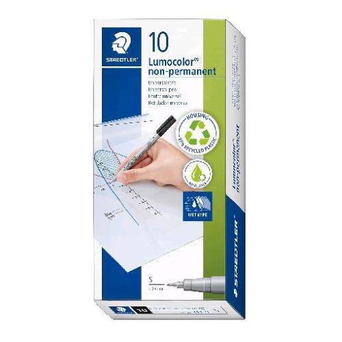 STAEDTLER LUMOCOLOR NON PERMANENTE PENNA PUNTA IN FIBRA TRATTO 0.4 mm NERO CONF 10 Pz.