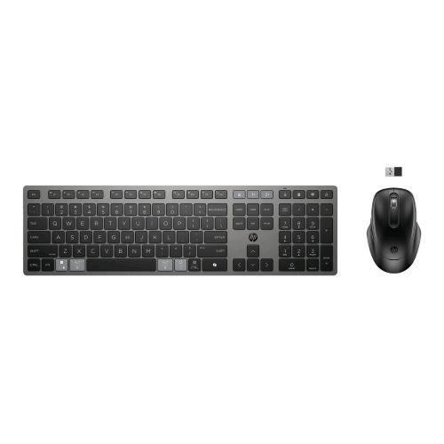 HP 725 KIT TASTIERA + MOUSE MULTIDISPOSITIVO RICARICABILE 2.4GHz BLUETOOTH QWERTY GRIGIO NERO