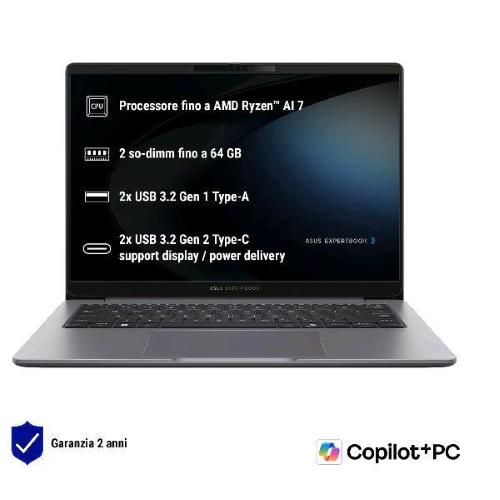 ASUS EXPERTBOOK PM3 PM3606CKA-MB0184X COPILOT+ PC 16" WQXGA AMD RYZEN AI 7 350 RAM 16GB-SSD 1TB NVMe-AMD RADEON 820M-WI-FI 7-WIN 11 PROF MISTY GREY (90NX0981-M006C0)