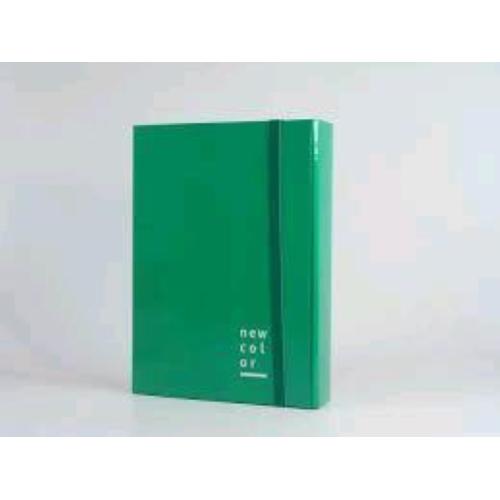 BREFIOCART NEW COLOR CARTELLE C/ELASTICO PIATTO IN CARTONCINO PLASTIFICATO 250X350MM A4 DORSO 7CM COL. VERDE