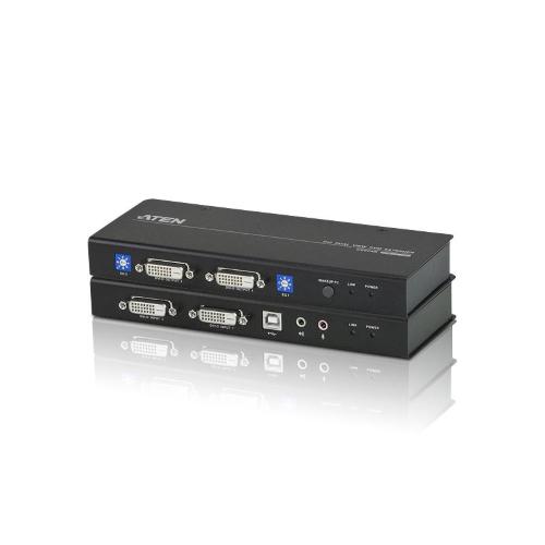 USB DUAL VIEW DVI KVM EXTENDER WITH