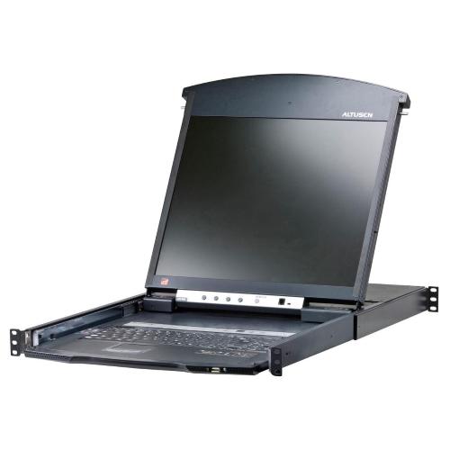 16-PORT CAT 5 DUAL RAIL 19" LCD FR