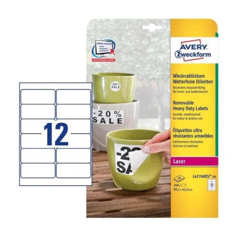 AVERY CONF 480 ETICHETTE ADESIVE IN POLIESTERE 33,9X63,5 mm BIANCO