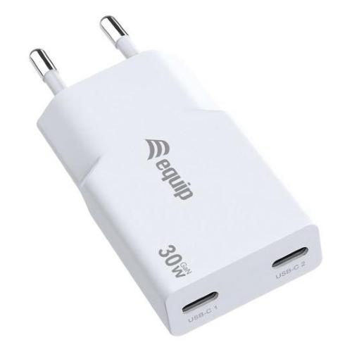 EQUIP ALIMENTATORE 30W GAN 2 PORTE SLIM W 2*USB C QC+PD3.0