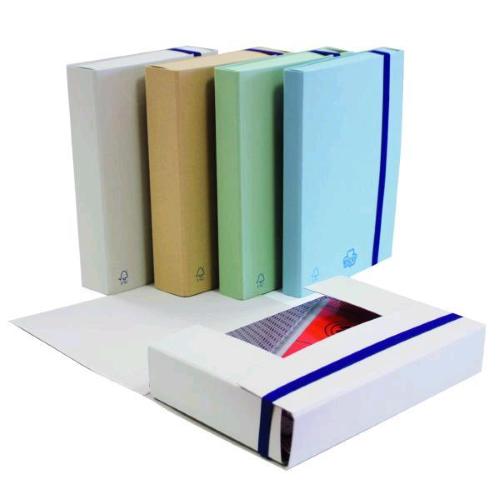 BREFIOCART ECO NEW CARTELLE CON ELASTICO PIATTO 250X350 mm DORSO 5 CM COL. VERDE CONF 6 Pz.