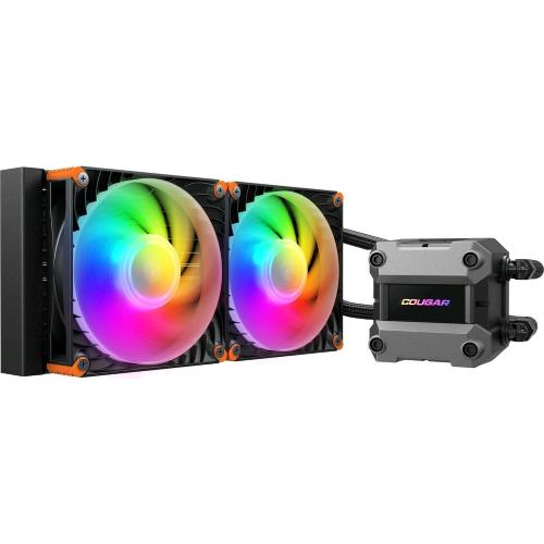 COUGAR POSEIDON ULTRA ARGB 240 CPU LIQUID COOLER DISSIPATORE PER CPU A LIQUIDO RGB 2 VENTOLE 120mm INTEL 1851/1700/1200 AMD AM5/AM4 NERO
